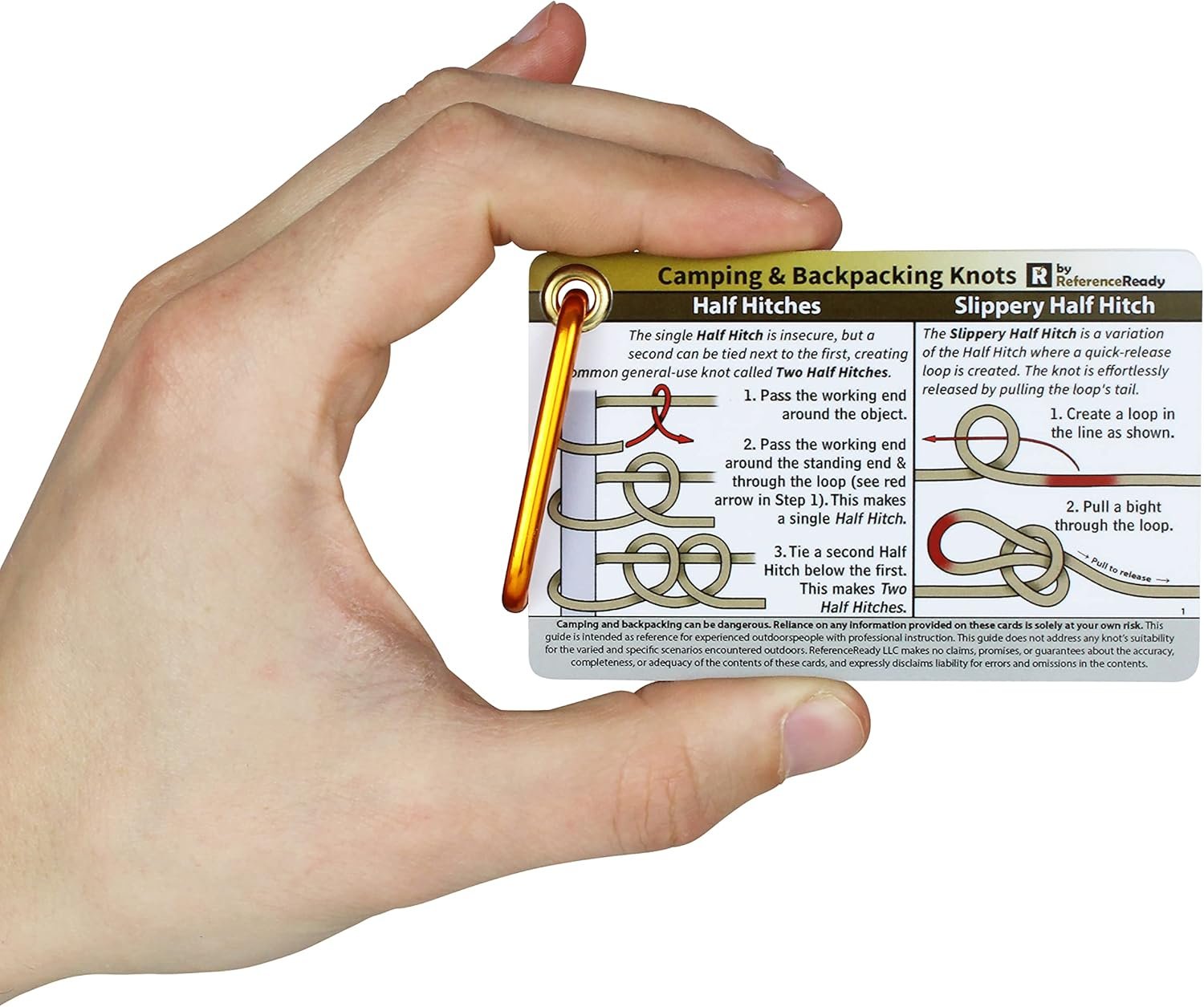 Outdoor Knots - Waterproof Knot Tying Cards with Mini Carabiner - Includes 22 Rope Knots for Camping, Backpacking, and Scouting Scenarios - Image 7