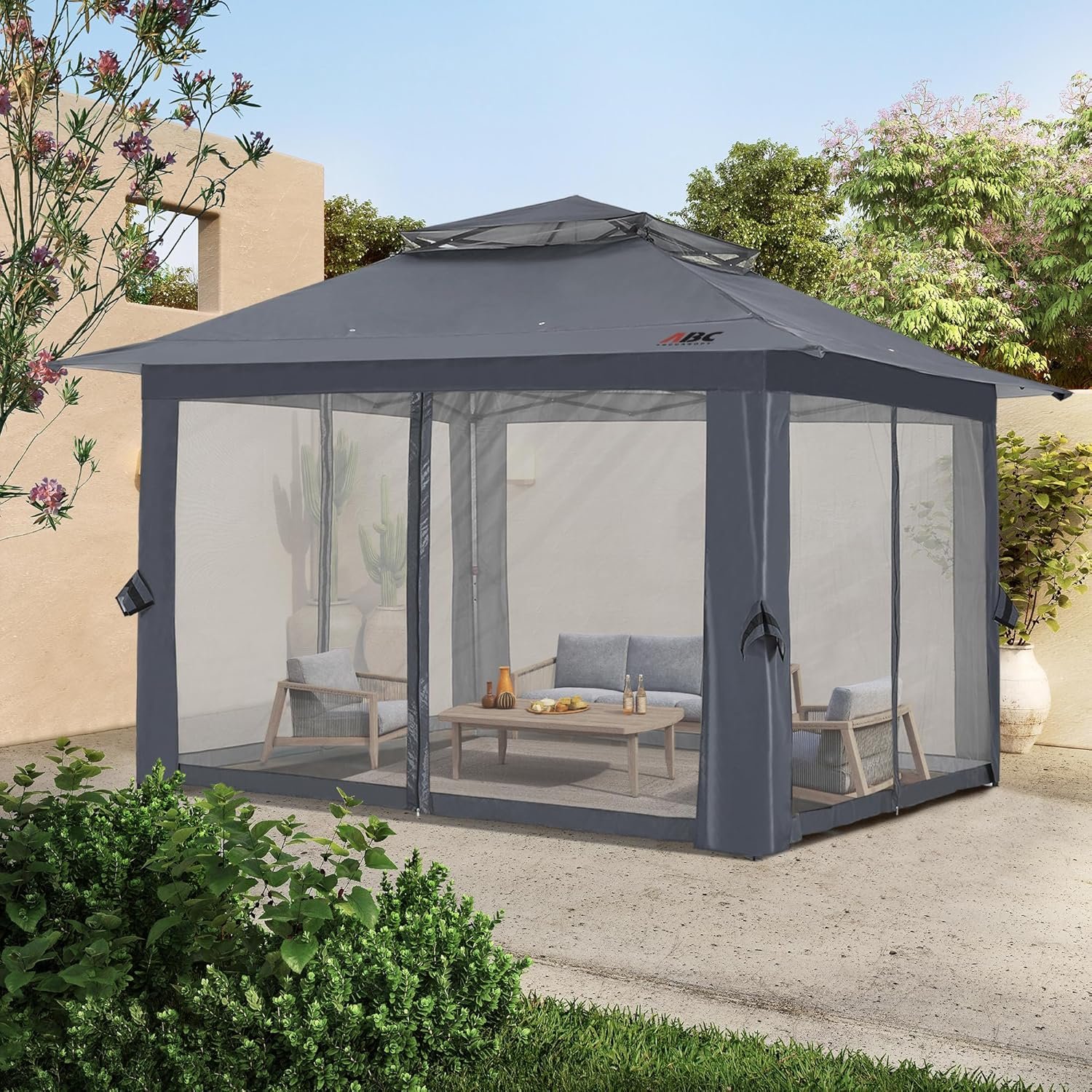 ABCCANOPY 13x13 Pop Up Gazebo, Outdoor Canopy Tent, Instant Screened Shelter with Mosquito Netting for Patio, Garden, Backyard, Party, Camping (Dark Gray) - Image 9